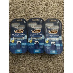 3X BIC Easy Rinse Men's Disposable 4-Blade Razors 2 in Package